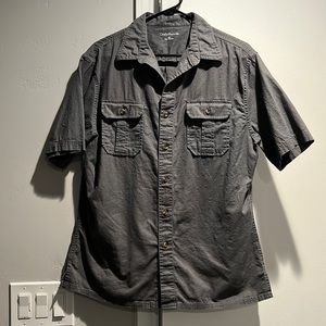 Mens gray shirt sleeve button down shirt